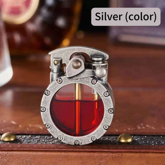 Vintage Rocker Kerosene Lighter | Pocket Watch Style Visible Fuel Tank EDC Lighter