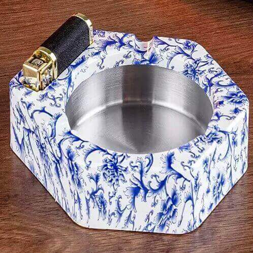 Kerosene Lighter Ashtray Set | Vintage Desktop Smoking Accessory with Flip Top Lighter