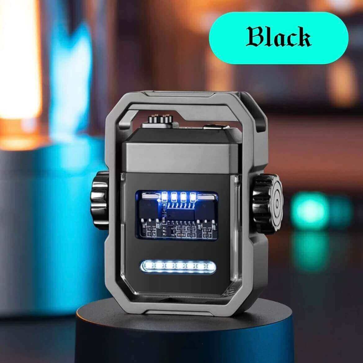 Mechanical wind gyroscopic double arc lighter (finger decompression artifact)