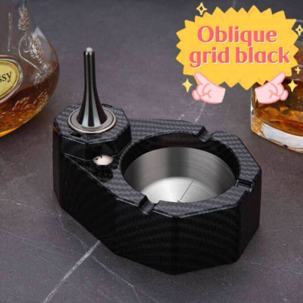 Oil Electric Lighter Ashtray | 2-in-1 Rechargeable Windproof Lighter with Portable Cigarette Ashtray Design