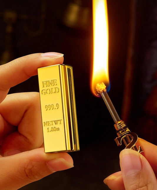 Gold Bar Keychain Lighter | Creative Mini Oil Lighter with Portable Key Ring Design for Gift Collection