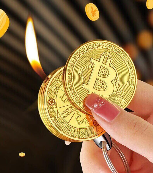 Bitcoin Keychain Kerosene Lighter | Coin Shape Mini Portable EDC Lighter