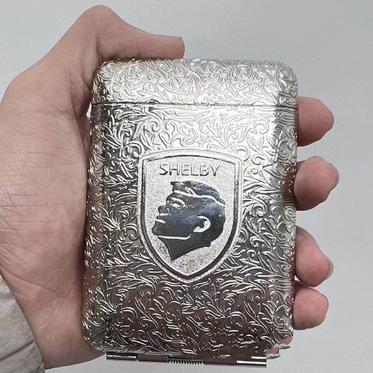 Estuche para cigarrillos de tres aperturas Peaky Blinders, de metal grueso con ricas flores talladas en hierba Tang, estuche para cigarrillos personalizado por Shelby.