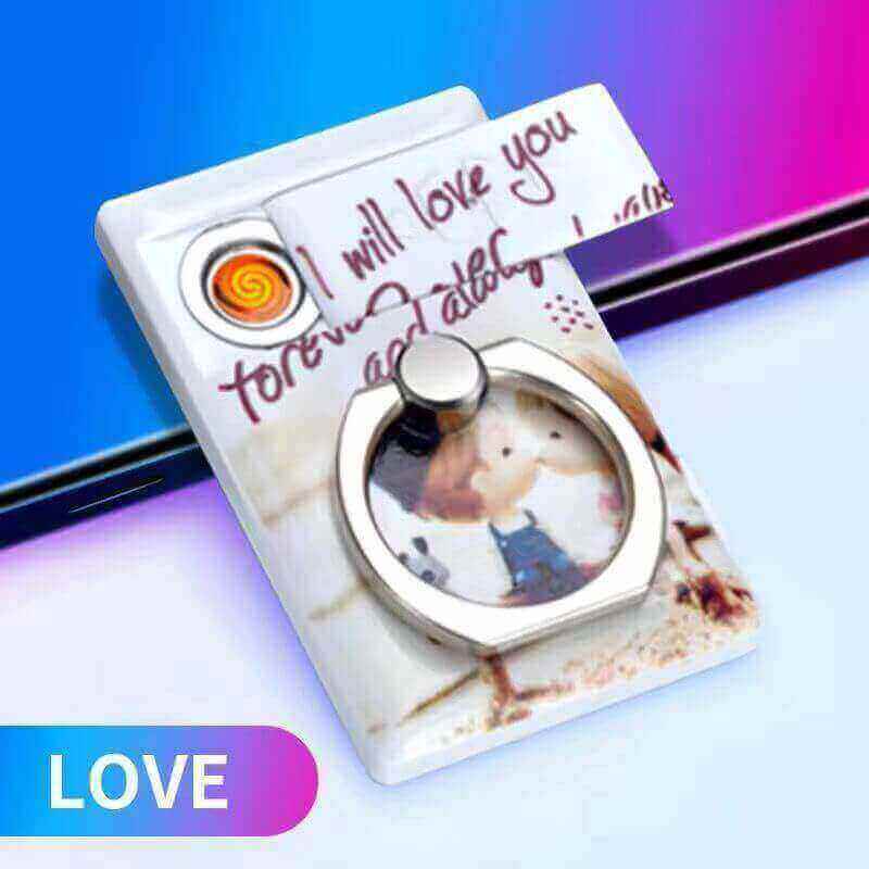 USB Rechargeable Phone Holder Lighter | Square Electric Arc Lighter with 360° Rotating Phone Stand Design