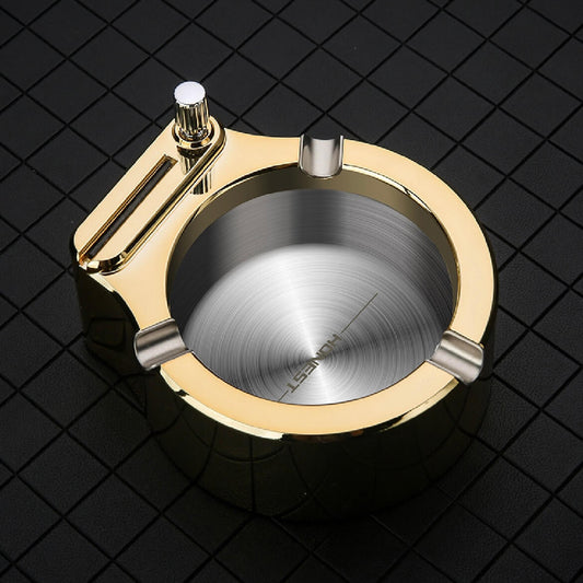 Vintage Ashtray Lighter | Refillable Kerosene Match Lighter with Metal Desktop Ashtray for Smoking Accessories