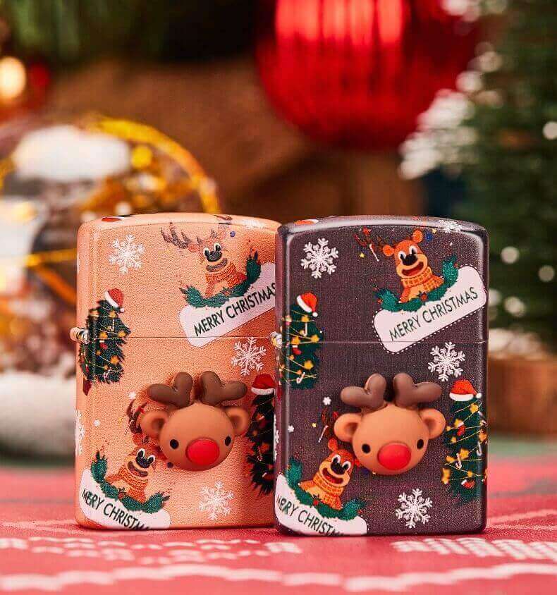 Christmas Elk Painted Kerosene Lighter | Vintage Windproof Flip Top EDC Lighter