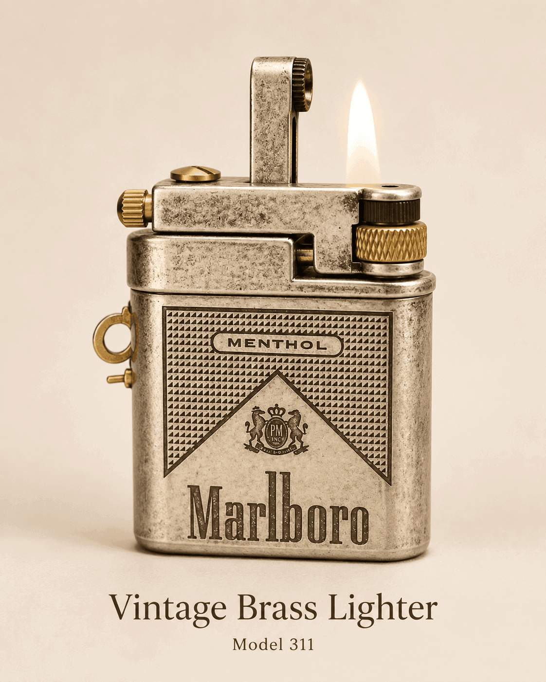 CHIEF 311 Vintage Silver Side-Slide Brass Lighter | A Classic Mechanical EDC Piece