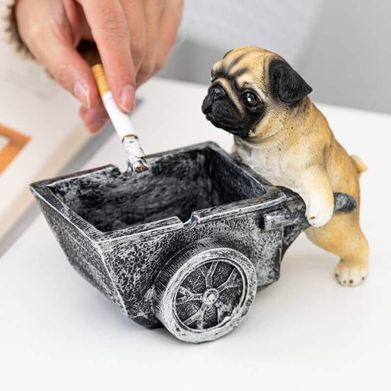 Cute Dog Cart Ashtray | Creative Decorative Smoking Accessory Gift for Smokers
