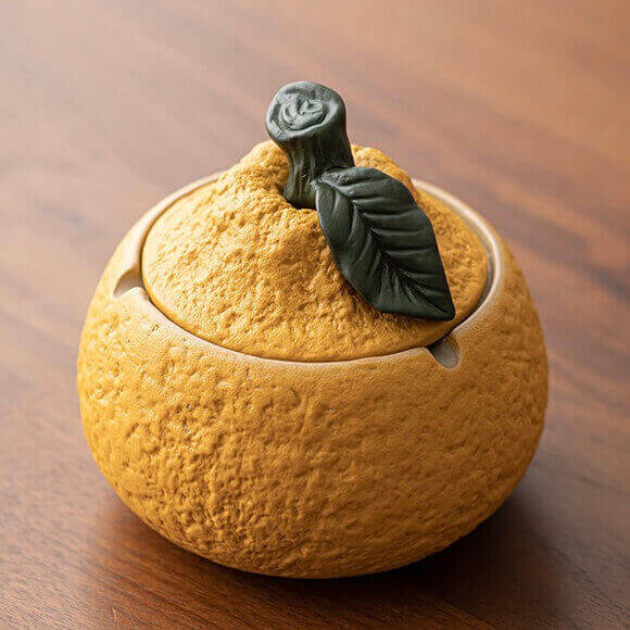 Creative Orange Fruit Ashtray | Decorative Ceramic Smoking Tray for Home & Office
