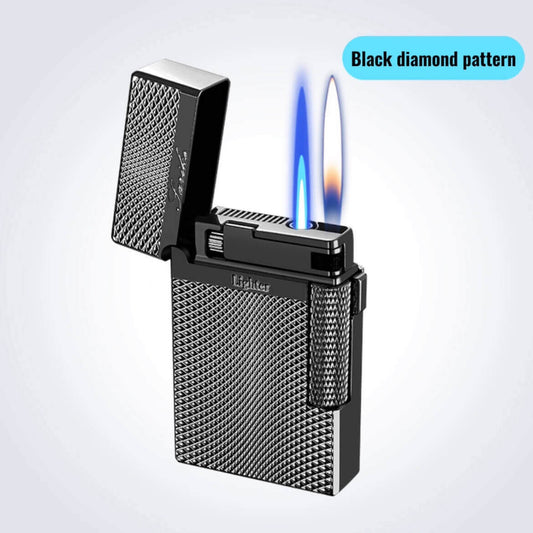 High-value fashion sand wheel inflatable dual-flame lighter