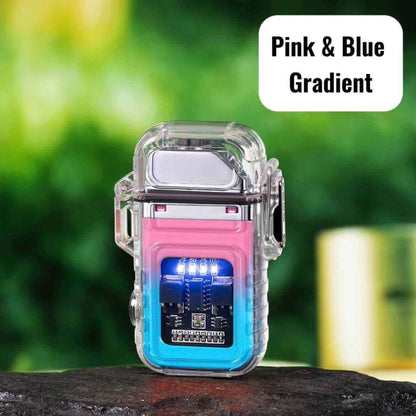 ZC Transparent Case Waterproof Electronic Pulse Lighter | USB Rechargeable Outdoor EDC Lighter