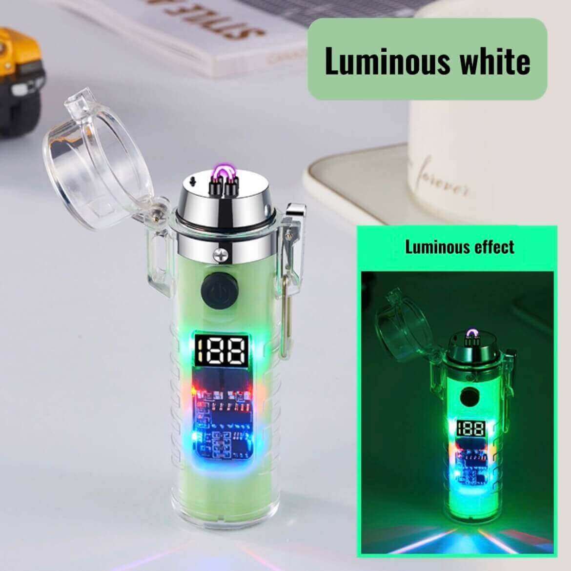 Transparent technology waterproof windproof double arc Type-C rechargeable lighter