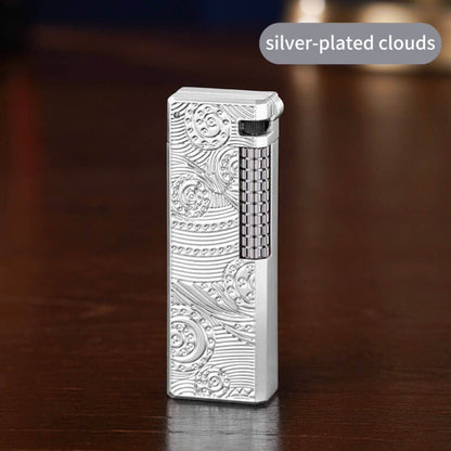Vintage Silver Engraved Kerosene Lighter | Swing Wheel Open Flame EDC Lighter
