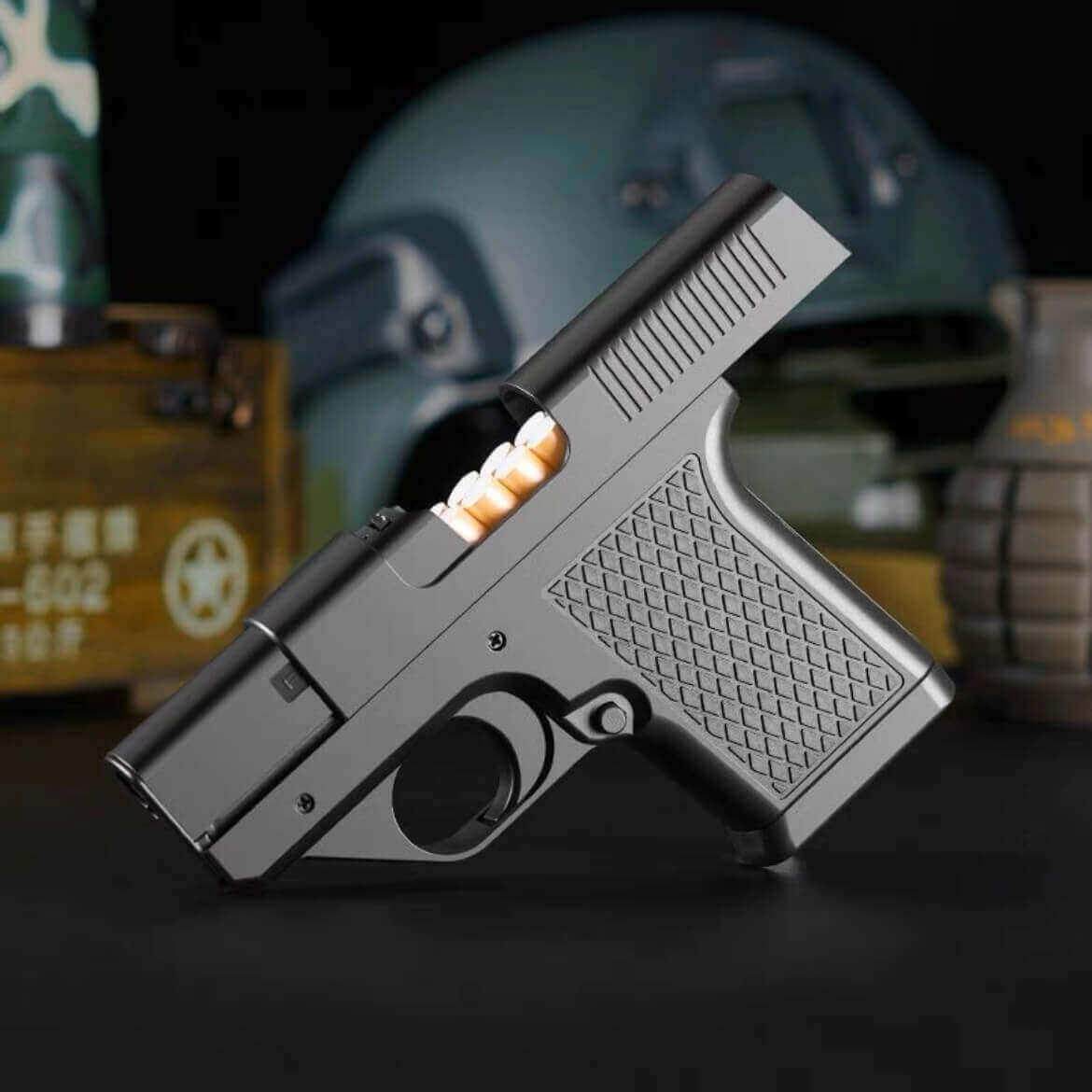 Replaceable clip gun type creative smoke and fire one cigarette case straight punch windproof lighter