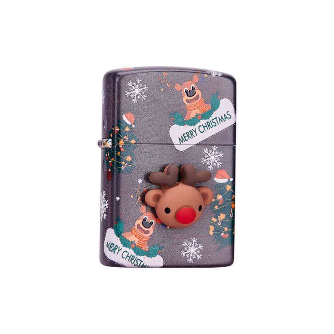 Christmas Painted Elk Sticker Stamp Windproof Kerosene Lighter