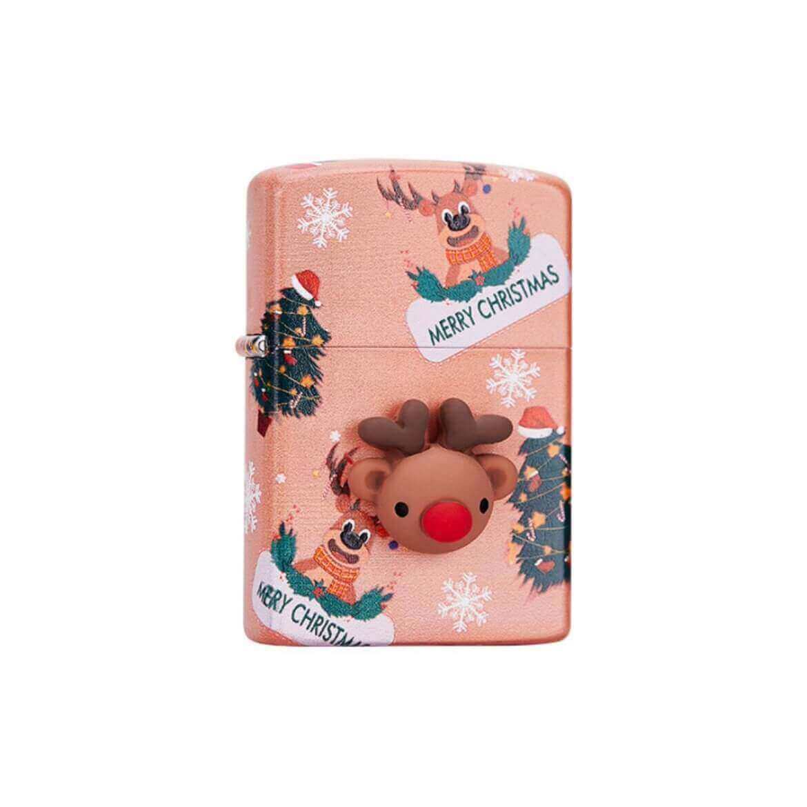 Christmas Painted Elk Sticker Stamp Windproof Kerosene Lighter