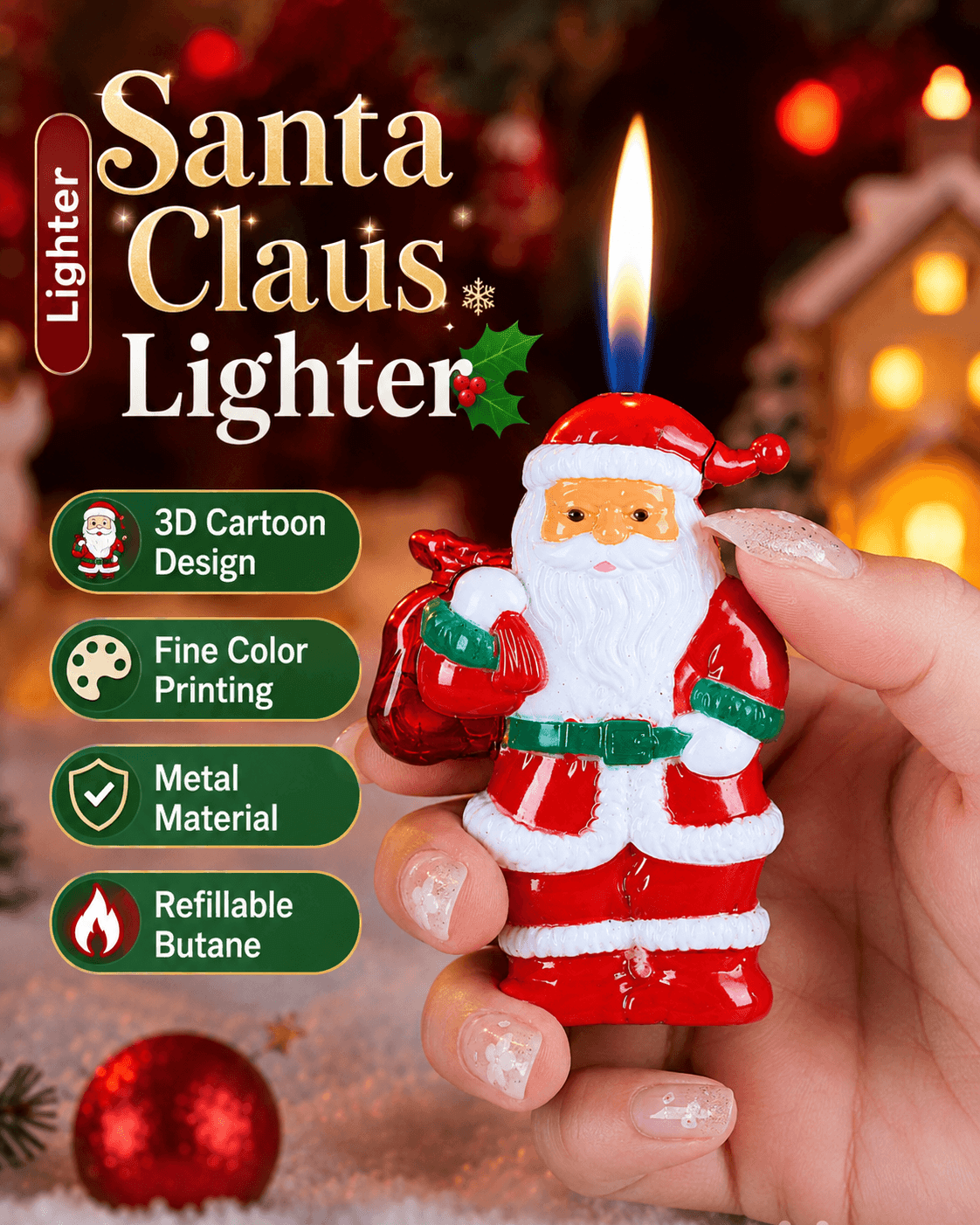 3D Santa Claus Butane Lighter | A Festive Christmas Gift & Collectible