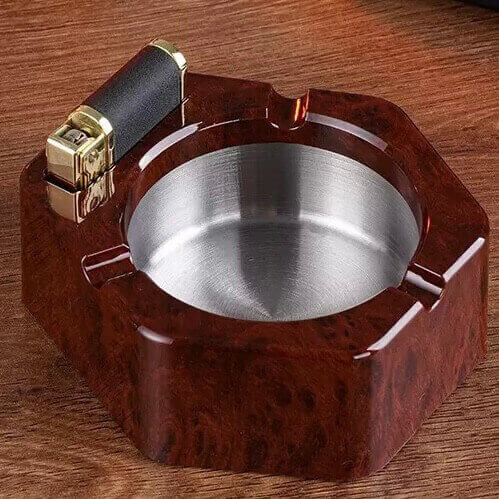 Creative 2-in-1 Ashtray with Kerosene Lighter Portable Desktop Ashtray