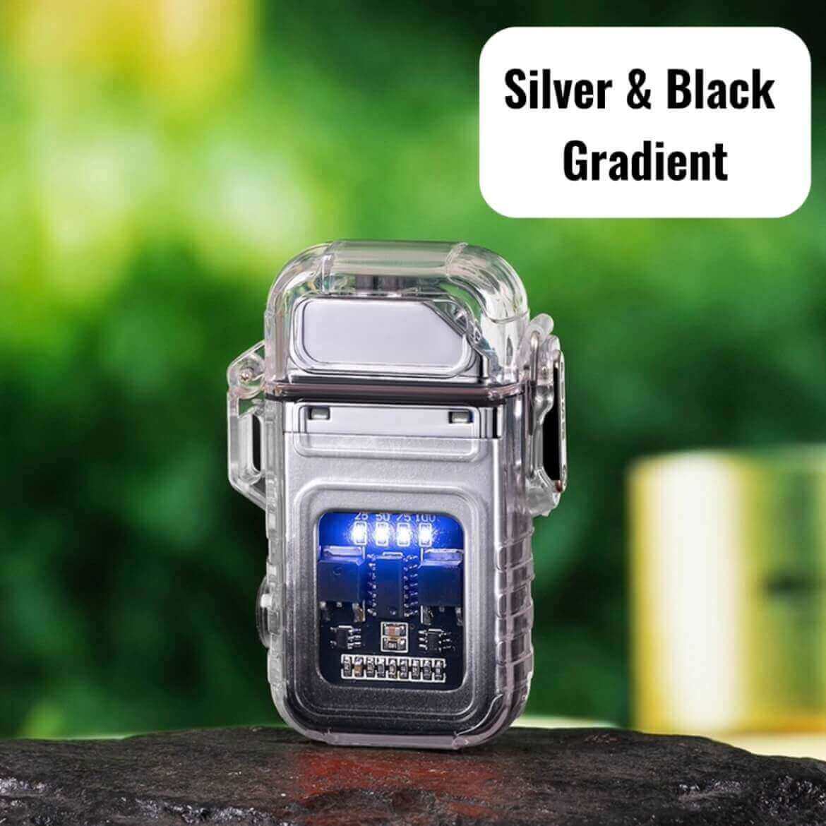 ZC Transparent Case Waterproof Electronic Pulse Lighter | USB Rechargeable Outdoor EDC Lighter