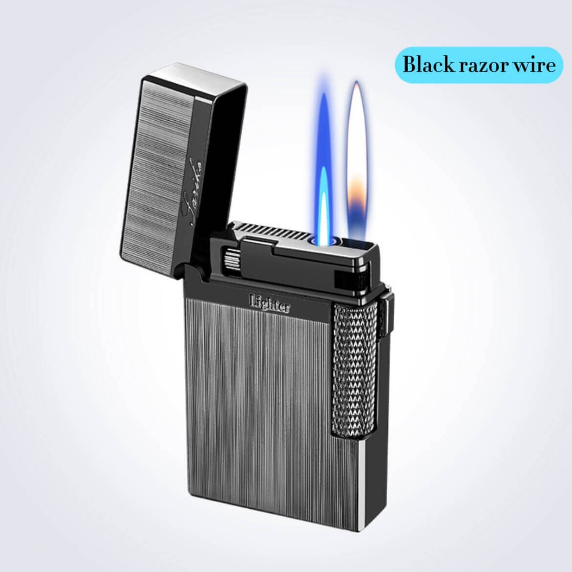 High-value fashion sand wheel inflatable dual-flame lighter