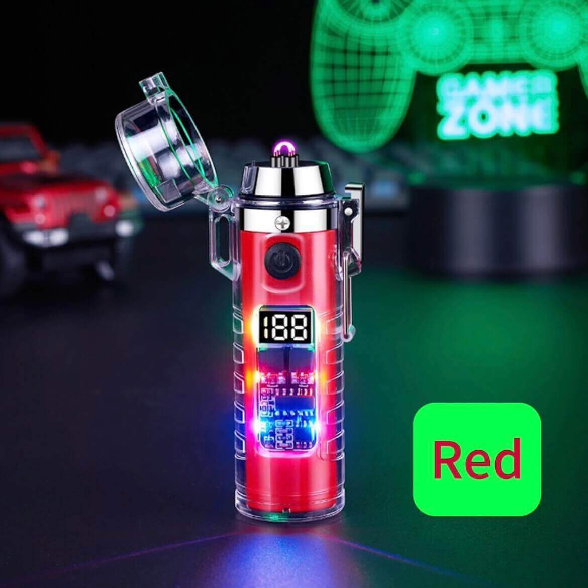 Transparent technology waterproof windproof double arc Type-C rechargeable lighter