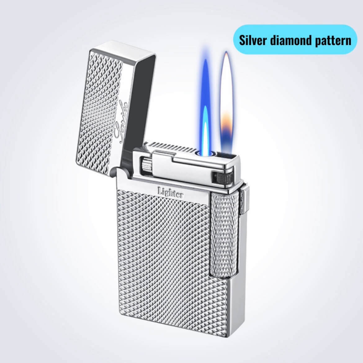 High-value fashion sand wheel inflatable dual-flame lighter