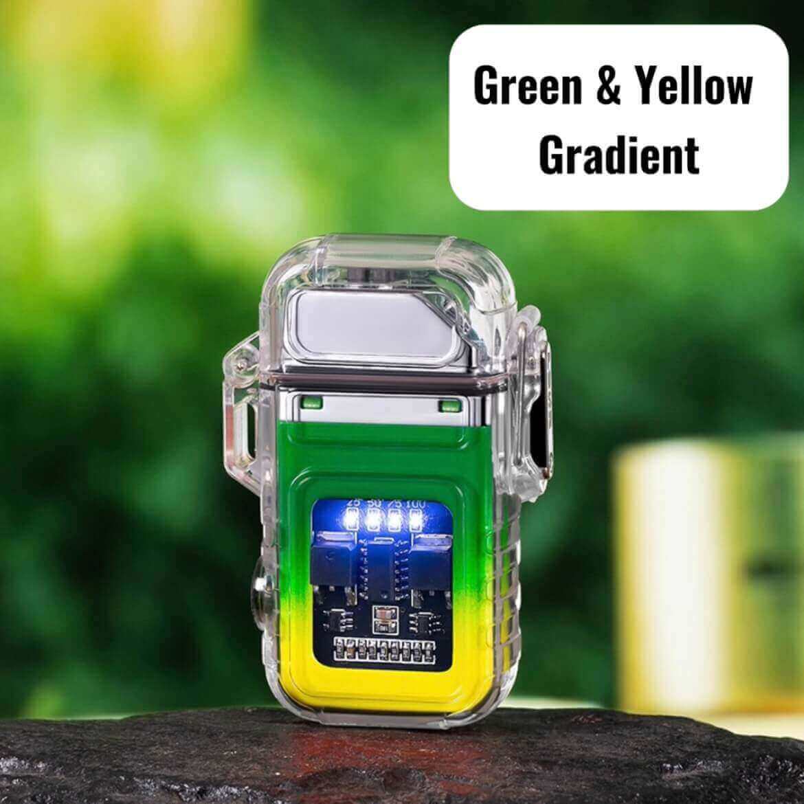 ZC Transparent Case Waterproof Electronic Pulse Lighter | USB Rechargeable Outdoor EDC Lighter