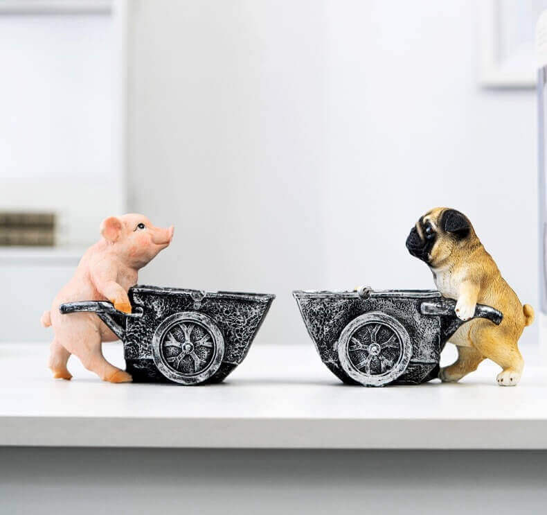 85 Creative Puppy Cart Ashtray Piggy Cart Ashtray Ornament