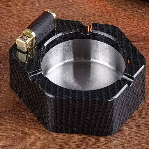 Kerosene Lighter Ashtray Set | Vintage Desktop Smoking Accessory with Flip Top Lighter