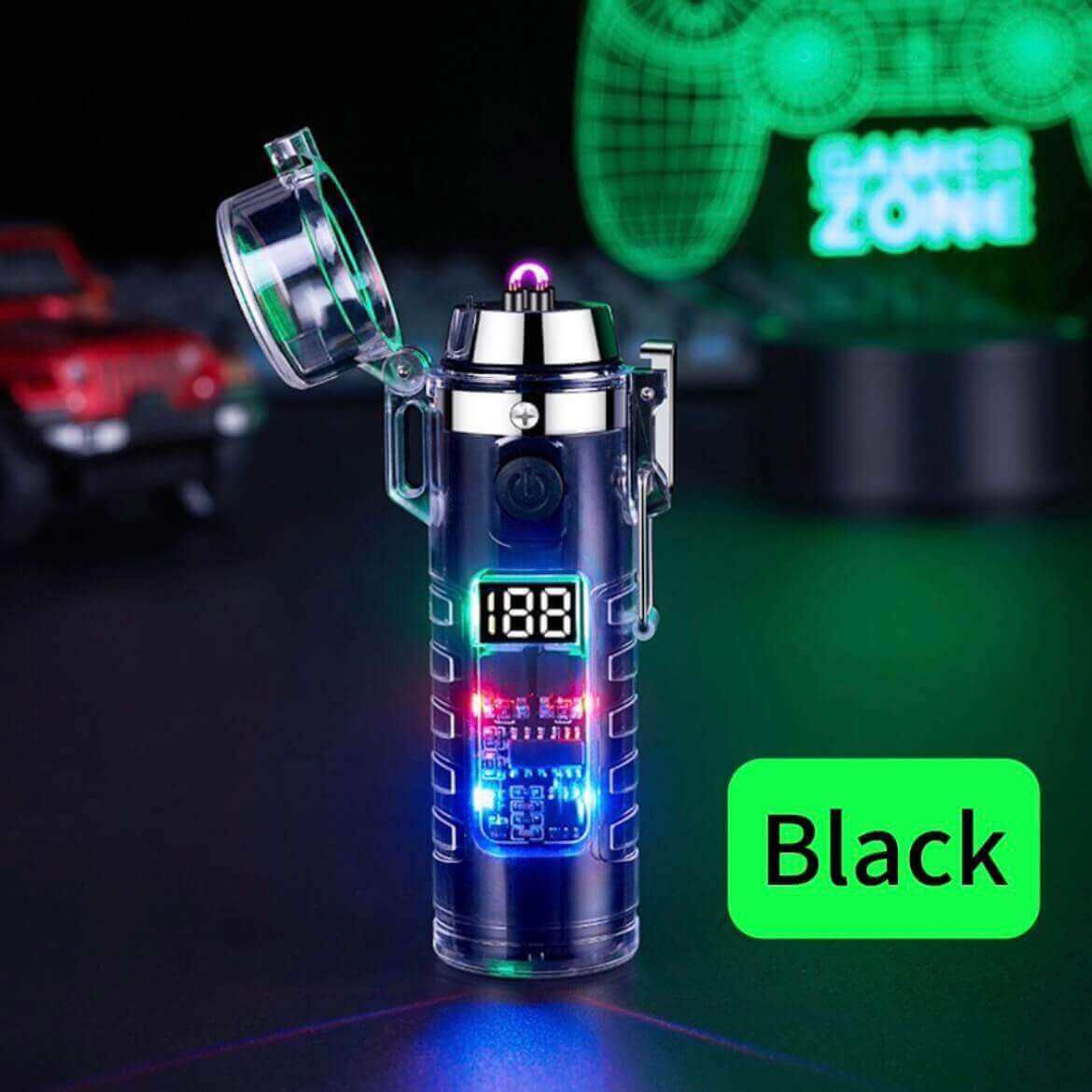 Transparent technology waterproof windproof double arc Type-C rechargeable lighter