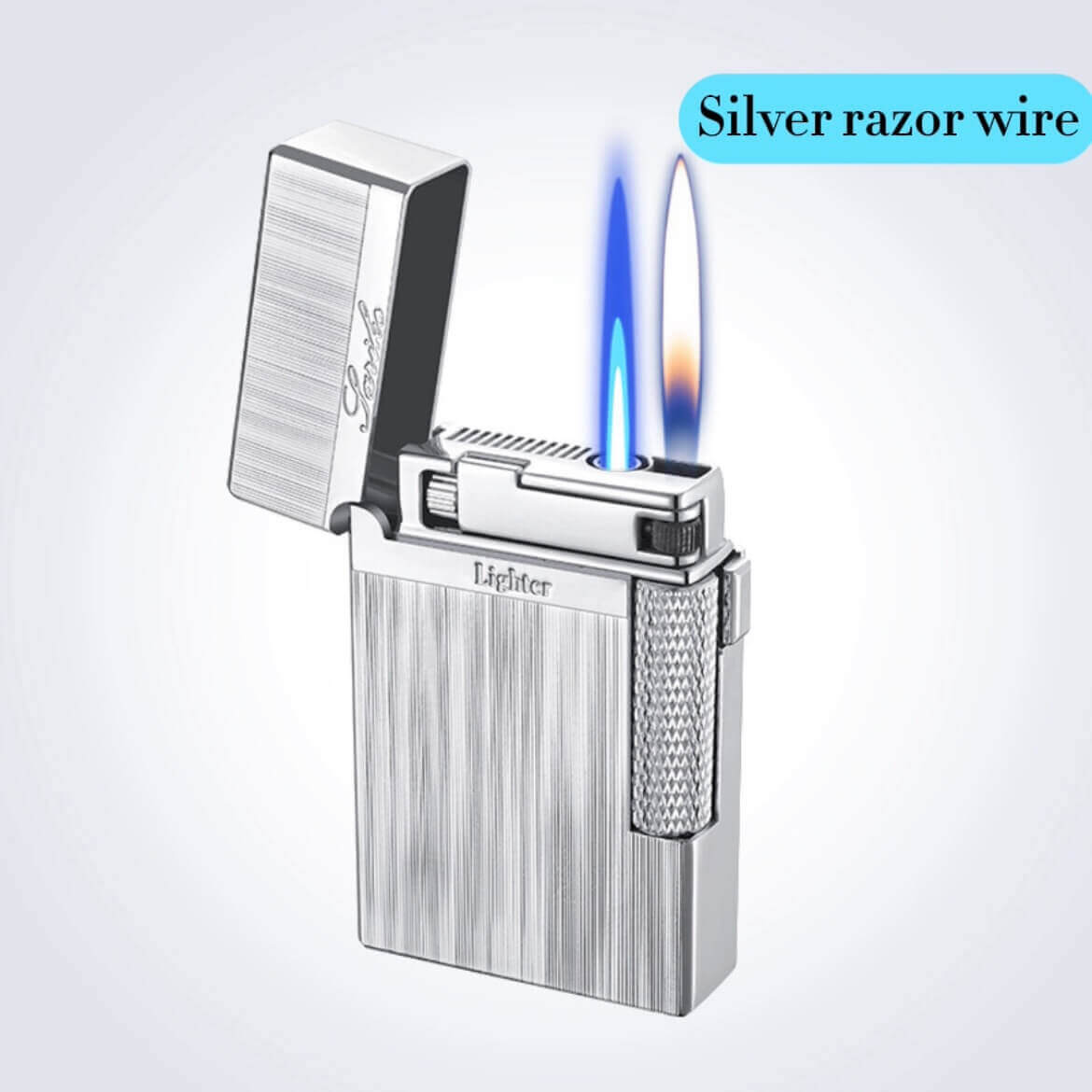 High-value fashion sand wheel inflatable dual-flame lighter