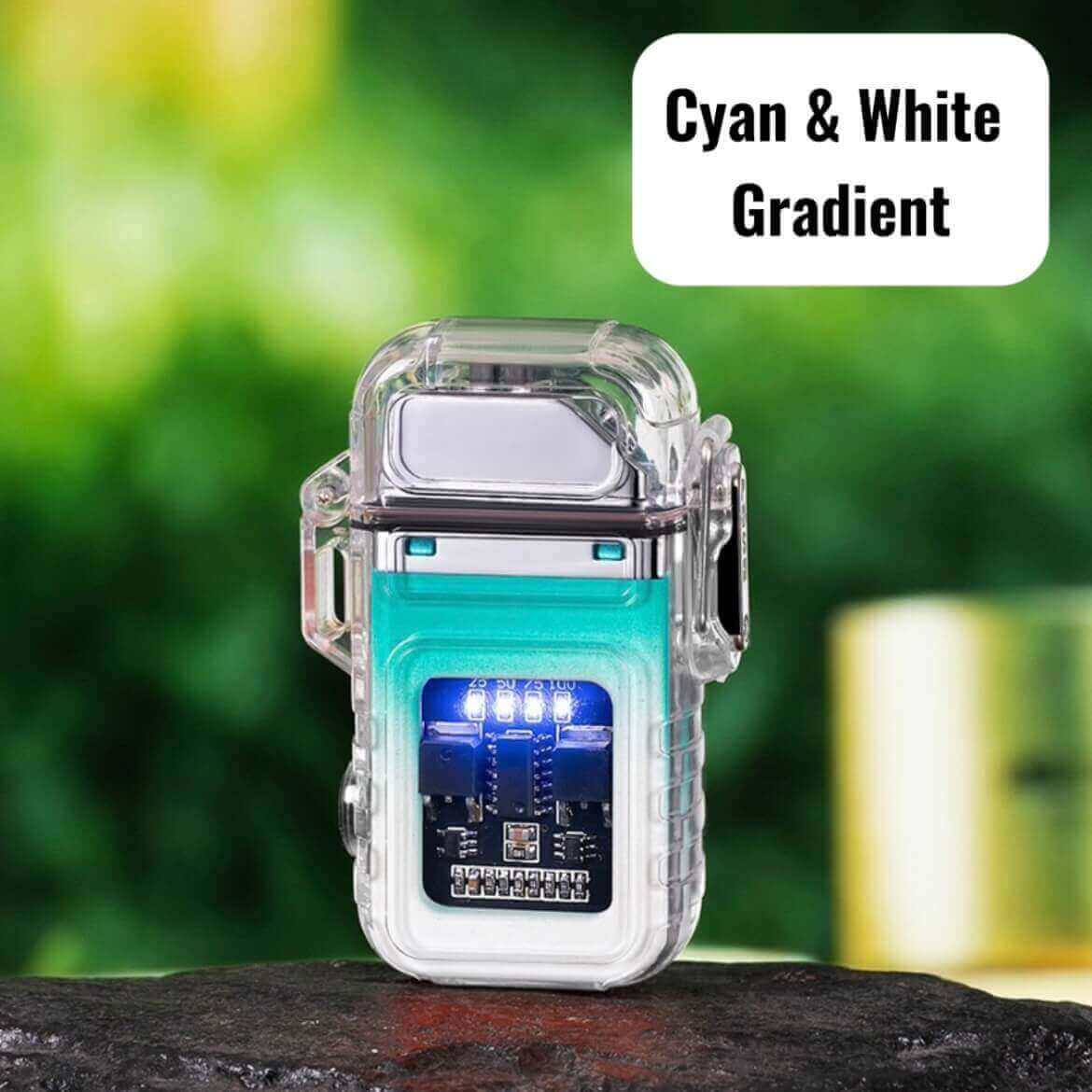 ZC Transparent Case Waterproof Electronic Pulse Lighter | USB Rechargeable Outdoor EDC Lighter