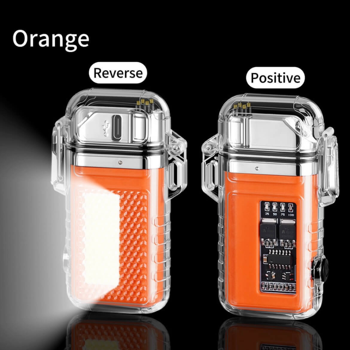Outdoor Waterproof Double Arc Lighter | USB Rechargeable Transparent Shell Long Tube Electric Pulse Lighter