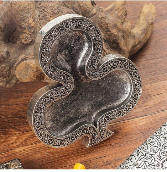 Vintage Clover Design Metal Ashtray | Retro Decorative Smoking Accessory