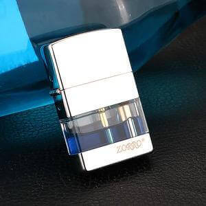 Transparent Tank Lighter | Square Metal Kerosene Lighter with Visible Fuel Chamber & Classic Flip Design