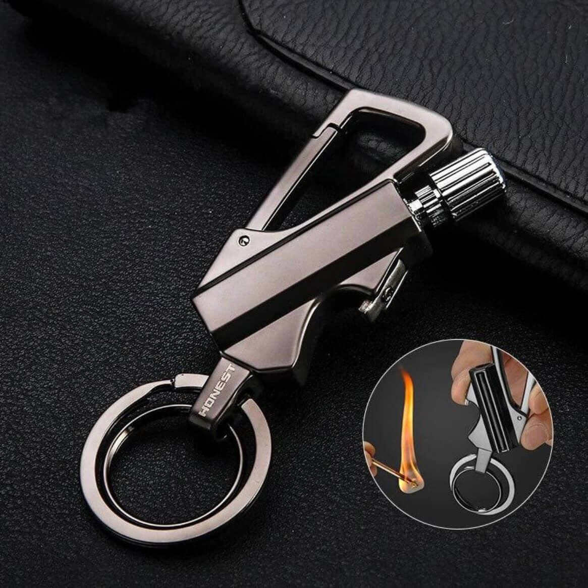 Mini Keychain Lighter | Match Style Refillable Metal Lighter with Bottle Opener & EDC Carry Ring