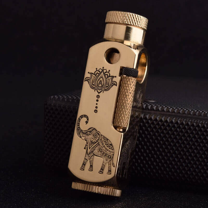 Flamido Brass Kerosene Lighter | Antique Vintage Engraved Windproof Oil Lighter for Collection