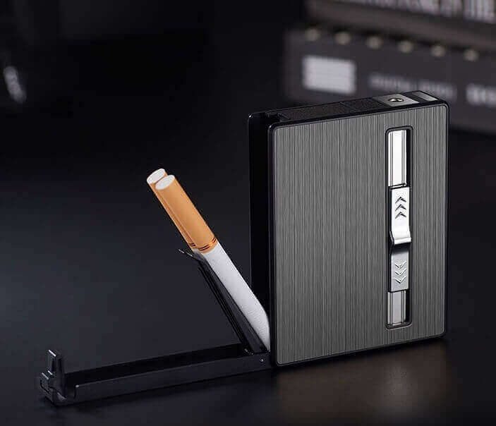 Rechargeable Cigarette Case Lighter | Windproof USB Metal Cigarette Holder & Lighter Combo
