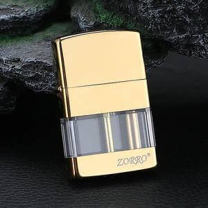 Transparent Tank Lighter | Square Metal Kerosene Lighter with Visible Fuel Chamber & Classic Flip Design