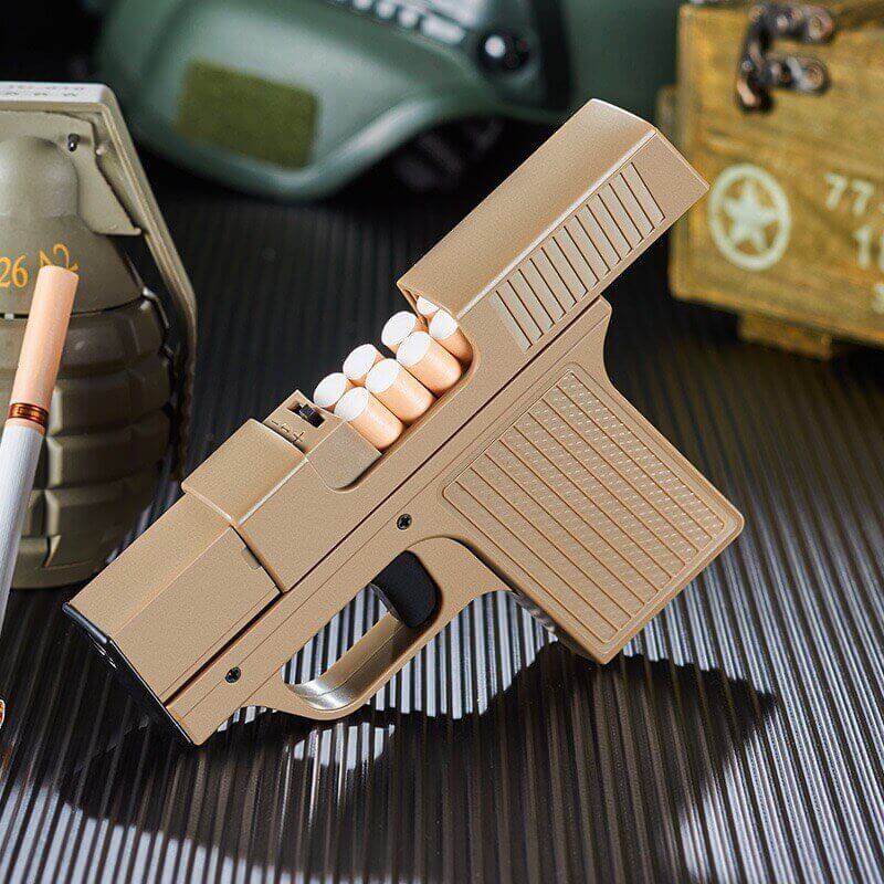 Creative Gun Type Cigarette Case Lighter | Straight Punch Windproof Torch Flame EDC Lighter