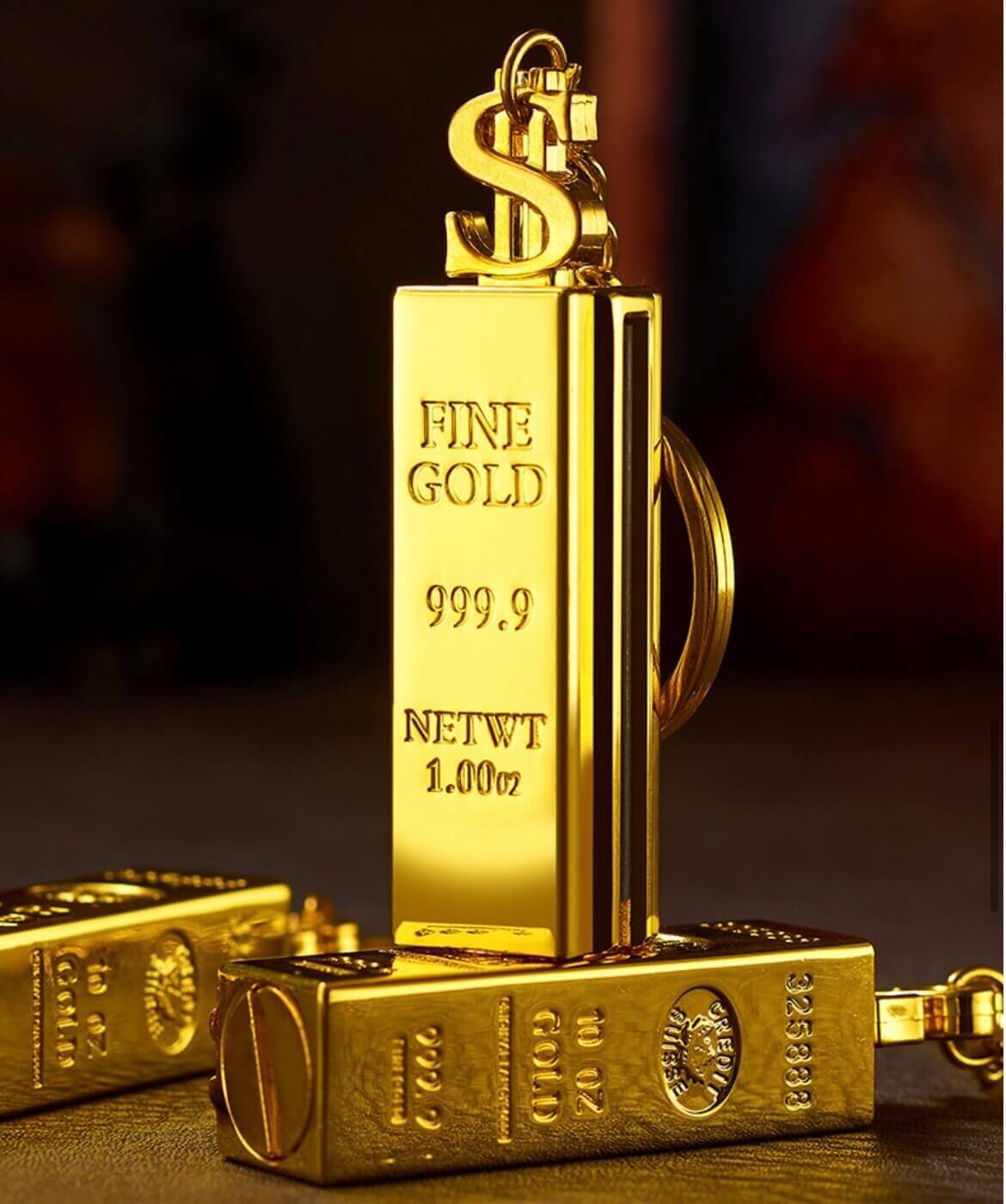 Gold Bar Keychain Lighter | Creative Mini Oil Lighter with Portable Key Ring Design for Gift Collection