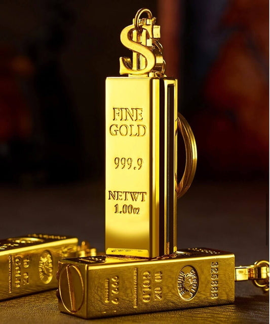Gold Bar Keychain Lighter | Creative Mini Oil Lighter with Portable Key Ring Design for Gift Collection