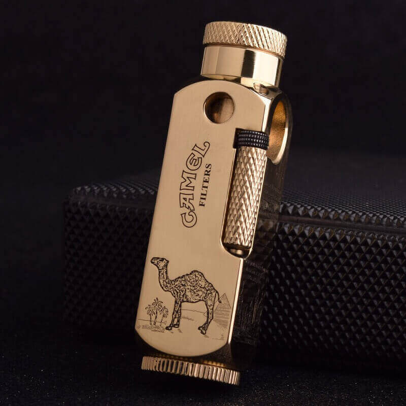 Flamido Brass Kerosene Lighter | Antique Vintage Engraved Windproof Oil Lighter for Collection