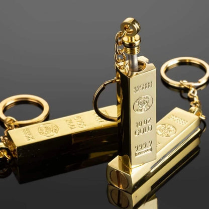 Gold Bar Keychain Lighter | Creative Mini Oil Lighter with Portable Key Ring Design for Gift Collection