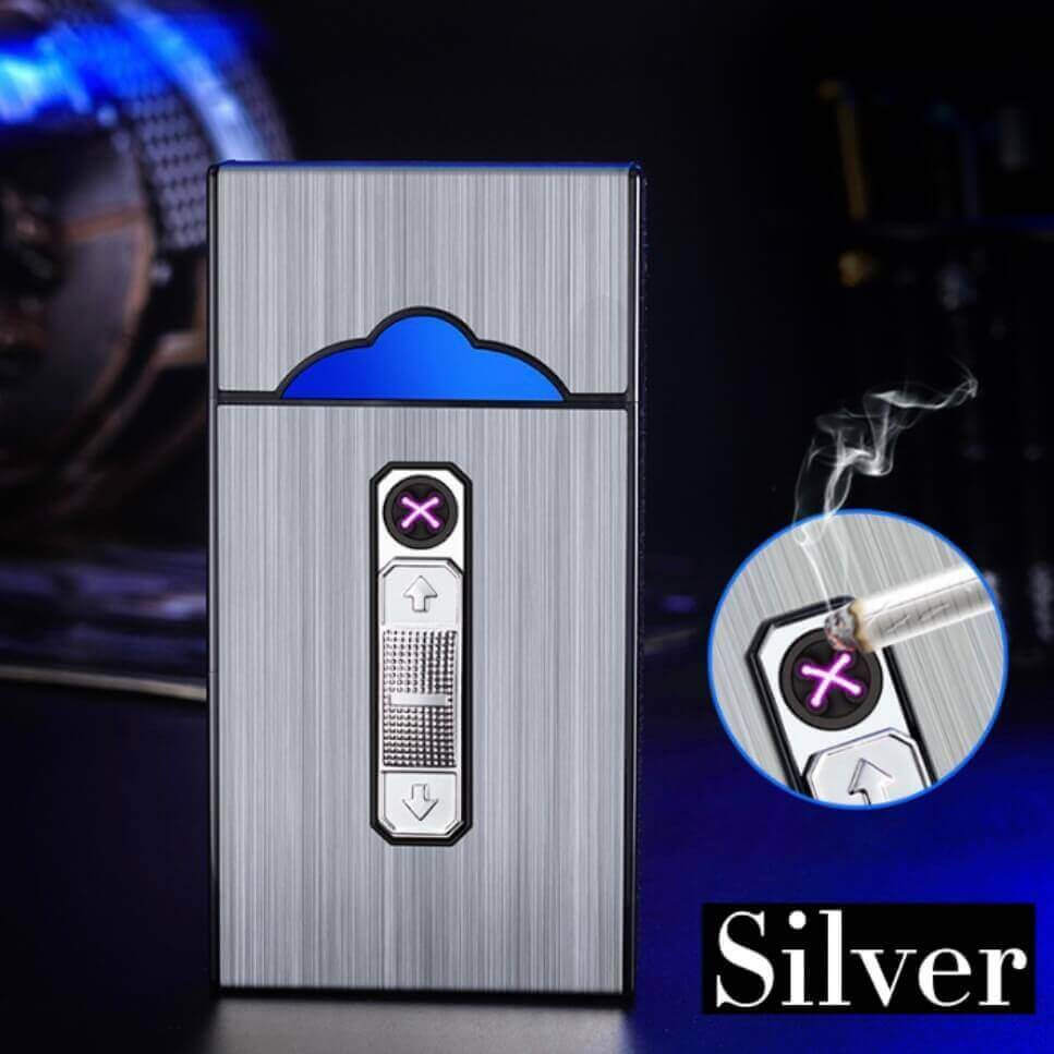 USB rechargeable dual arc lighter cigarette case