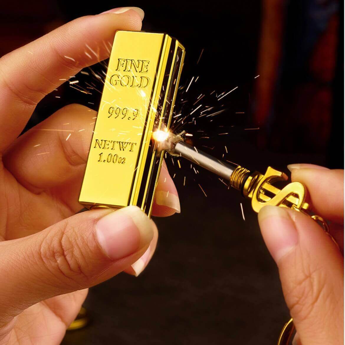 Gold Bar Keychain Lighter | Creative Mini Oil Lighter with Portable Key Ring Design for Gift Collection