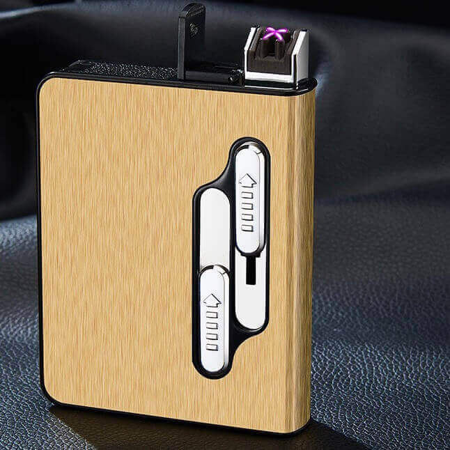 Double arc rechargeable cigarette lighter automatic cigarette case