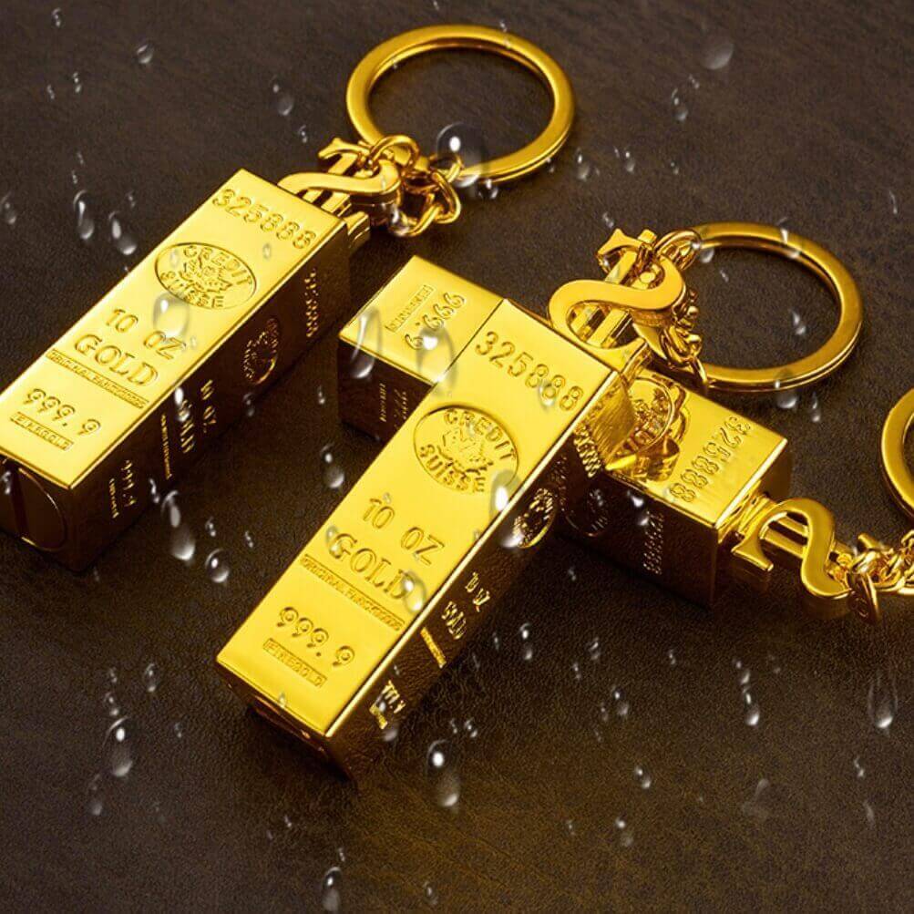 Gold Bar Keychain Lighter | Creative Mini Oil Lighter with Portable Key Ring Design for Gift Collection
