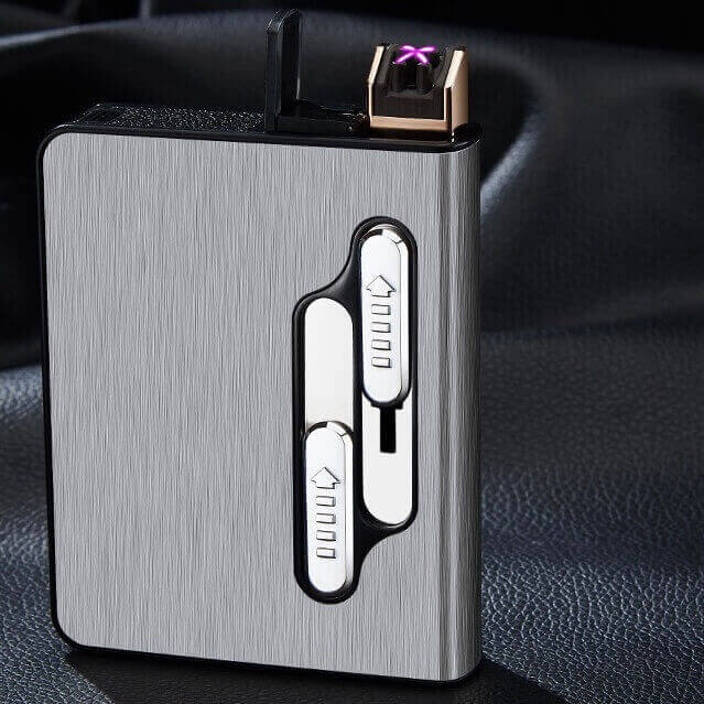 Double arc rechargeable cigarette lighter automatic cigarette case