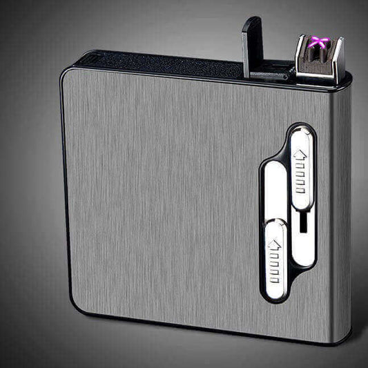 Double arc rechargeable cigarette lighter automatic cigarette case